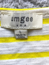 Load image into Gallery viewer, Umgee USA Shirt Womens Large Yellow White Striped Oversized Tie Knot Ladies