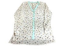 Load image into Gallery viewer, Orvis Shirt Womens 10 White AOP Fishing Lure Button Up Tunic Tencel Lightweight