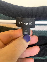 Load image into Gallery viewer, Torrid Dress Womens 4 Black Hunter Green Ribbed Knit Rayon Nylon Sweater Bodycon