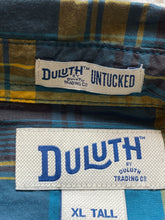 Load image into Gallery viewer, Duluth Shirt Adult Extra Large Tall Teal Yellow Plaid Untucked Relaxed Fit Mens