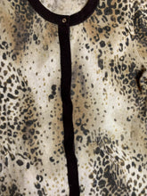 Load image into Gallery viewer, Investments Sweater Womens Large Tan Brown Leopard Fine Cashmere Cardigan Ladies
