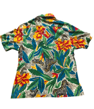 Load image into Gallery viewer, Zebra Shirt Adult Large Multicolor Button Up Flower AOP Hawaiian Handmade Mens