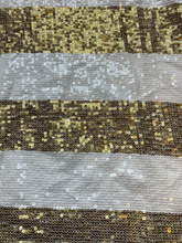 Load image into Gallery viewer, Chicos Shirt Womens 2 White Gold Sequence Shimmered Rayon Viscose Indie Ladies