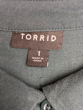 Load image into Gallery viewer, Torrid Dress Womens 1 Forest Green Collared Rayon Spandex Pockets Flared Plus