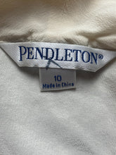 Load image into Gallery viewer, Pendleton Shirt Womens 10 Small Ivory Tank Blouse 100% Silk Tie Shawl Collar