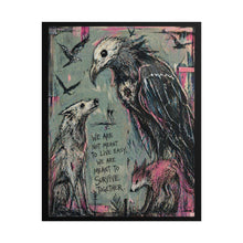 Load image into Gallery viewer, Survivors Together Rolled Poster — Dark Folk Art Vulture & Fox Print with Quote