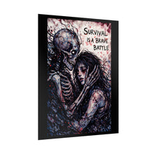 Load image into Gallery viewer, Survival Is a Brave Battle Poster — Gothic Skull Embrace Mental Health Art Print
