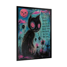 Load image into Gallery viewer, Rolled Poster - Gothic Cat Art "Toxic People Will Pollute Everything" Dark Neon Wall Print