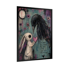 Load image into Gallery viewer, Poster — Cute Gothic Bunny & Crow Art Print with 'In Loving You...' Quote