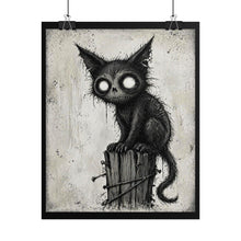 Load image into Gallery viewer, Creepy Black Cat Poster — Gothic Horror Rolled Art Print