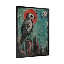 Load image into Gallery viewer, Rolled Poster — Dark Surreal Crow Art Print with Quote: “People Fight to Survive…”