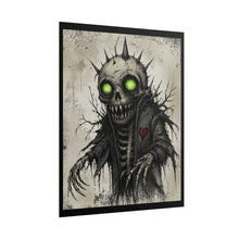 Load image into Gallery viewer, Horror Skull Poster — Glowing Green Eyes Spiked Skeleton Art