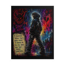 Load image into Gallery viewer, Rolled Poster — Moody Street Art Print with 'I Survived Things That Were Meant to Break Me' Quote