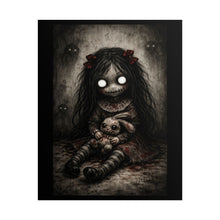Load image into Gallery viewer, Creepy Girl with Bunny Rolled Poster — Dark Horror Wall Art