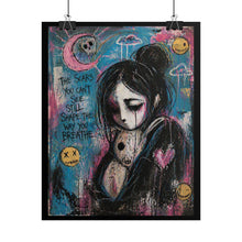 Load image into Gallery viewer, Rolled Poster — Goth Cute Art Print with ‘The Scars You Can’t See Still Shape The Way You Breathe’