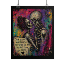 Load image into Gallery viewer, Rolled Poster — Colorful Gothic Skeleton Couple "Your Person" Love Art Print