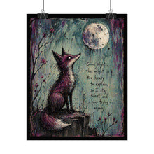 Load image into Gallery viewer, Rolled Poster — Whimsical Fox Moon Art Print with Inspirational Quote