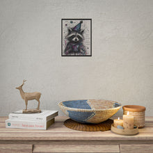 Load image into Gallery viewer, Rolled Poster — Whimsical Raccoon Art Print with Quote: “Weird Isn’t a Side Effect, It’s a Superpower in Disguise”