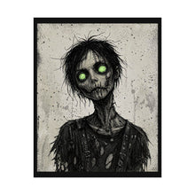 Load image into Gallery viewer, Horror Zombie Art Poster — Glowing Green-Eyed Undead Rolled Poster