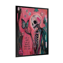 Load image into Gallery viewer, Gothic Butterfly Skeleton Art Poster - "Life is Short" Rolled Wall Art