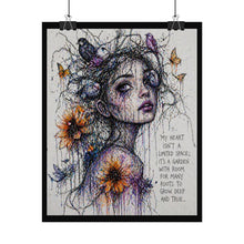 Load image into Gallery viewer, Rolled Poster — "My Heart Isn't a Limited Space" Floral Portrait Art Print