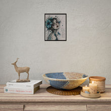 Load image into Gallery viewer, Rolled Poster — Gothic Blue Floral Portrait with Quote “Love is the most beautiful pain…”