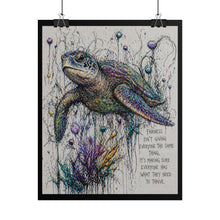 Load image into Gallery viewer, Sea Turtle Art Poster — Inspirational Quote 'Fairness Isn't Giving Everyone the Same Thing' Rolled Wall Art