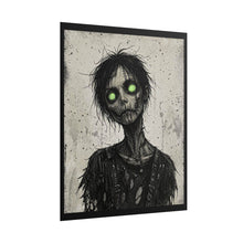 Load image into Gallery viewer, Horror Zombie Art Poster — Glowing Green-Eyed Undead Rolled Poster