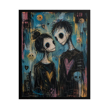 Load image into Gallery viewer, Gothic Skeleton Couple Art Poster – Spooky Cute Soulmates Wall Art
