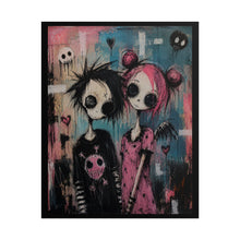 Load image into Gallery viewer, Gothic Emo Couple Art Poster – Spooky Cute Pink Hair & Stripes Wall Art