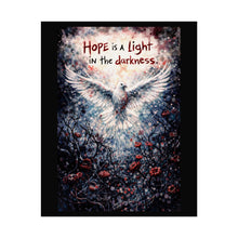 Load image into Gallery viewer, Rolled Poster — "Hope is a Light in the Darkness" Dove Art Print (Inspirational, Spiritual Wall Decor)
