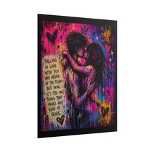 Load image into Gallery viewer, Romantic Graffiti Hug Poster — "Falling in Love With You" Art Print