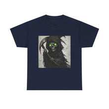 Load image into Gallery viewer, Grinning Reaper T-Shirt — Neon-Eyed Grim Reaper Graphic Tee