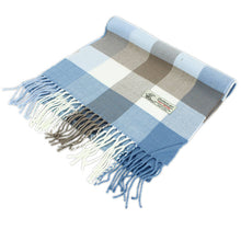 Load image into Gallery viewer, Checkers Cashmere Feel Scarf 12-pack Blue/white/tan