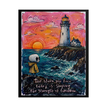 Load image into Gallery viewer, "The Storm You Face Today" Lighthouse Wall Art | Inspirational Skeleton Canvas Print