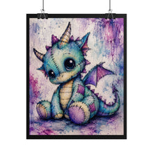 Load image into Gallery viewer, Whimsical Stitched Baby Dragon Poster - Cute Patchwork Fantasy Wall Decor