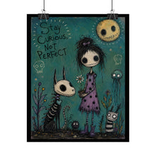 Load image into Gallery viewer, Curious Creatures Under the Moon — Whimsical Goth Print