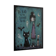 Load image into Gallery viewer, Be Kind to the Strange Things Rolled Poster — Gothic Whimsical Moonlit Fantasy Wall Art