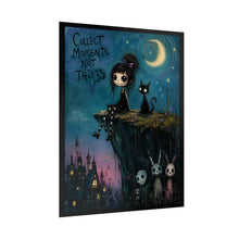 Load image into Gallery viewer, Gothic Girl & Cat Poster – "Collect Moments Not Things" Rolled Art Print