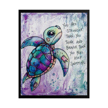 Load image into Gallery viewer, Sea Turtle Inspirational Rolled Poster — "You Are Stronger Than You Think" Wall Art