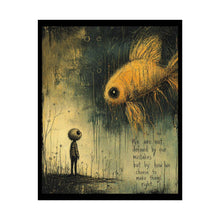 Load image into Gallery viewer, Surreal Goldfish Art Poster – "We Are Not Defined by Our Mistakes" Inspirational Wall Art