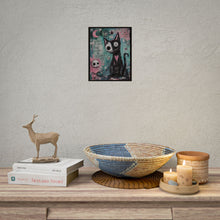 Load image into Gallery viewer, Be Kind to What Can’t Always Be Explained Rolled Poster — Gothic Whimsical Cat Fantasy Wall Art