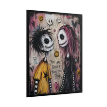 Load image into Gallery viewer, Whimsical Gothic Couple Art Print – "You Are Braver Than You Think" Affirmation Wall Decor