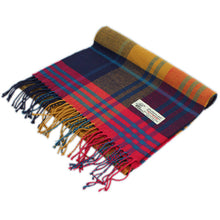 Load image into Gallery viewer, Plaid Cashmere Feel Scarf 12-pack Multi Navy/orange/coral