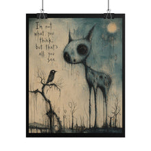 Load image into Gallery viewer, Surreal Deer Poster – "I'm not what you think, but that's all you see" Rolled Art Print
