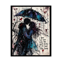 Load image into Gallery viewer, Romantic Umbrella Couple Poster — "I Love How You Make the Quiet Parts of Me Feel Like Home"
