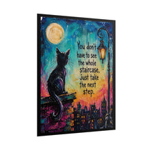 Load image into Gallery viewer, "Take the Next Step" Black Cat Motivational Poster – City Skyline Wall Art Print