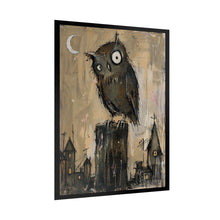 Load image into Gallery viewer, Owl Nightscape Poster — Whimsical Moonlit Owl Art Print (Rolled)