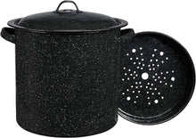 Load image into Gallery viewer, Granite Ware 15.5Qt Tamale Pot w/ Insert Black