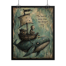 Load image into Gallery viewer, Whimsical Whale Adventure Poster — "The heaviest storms shape the strangest souls"